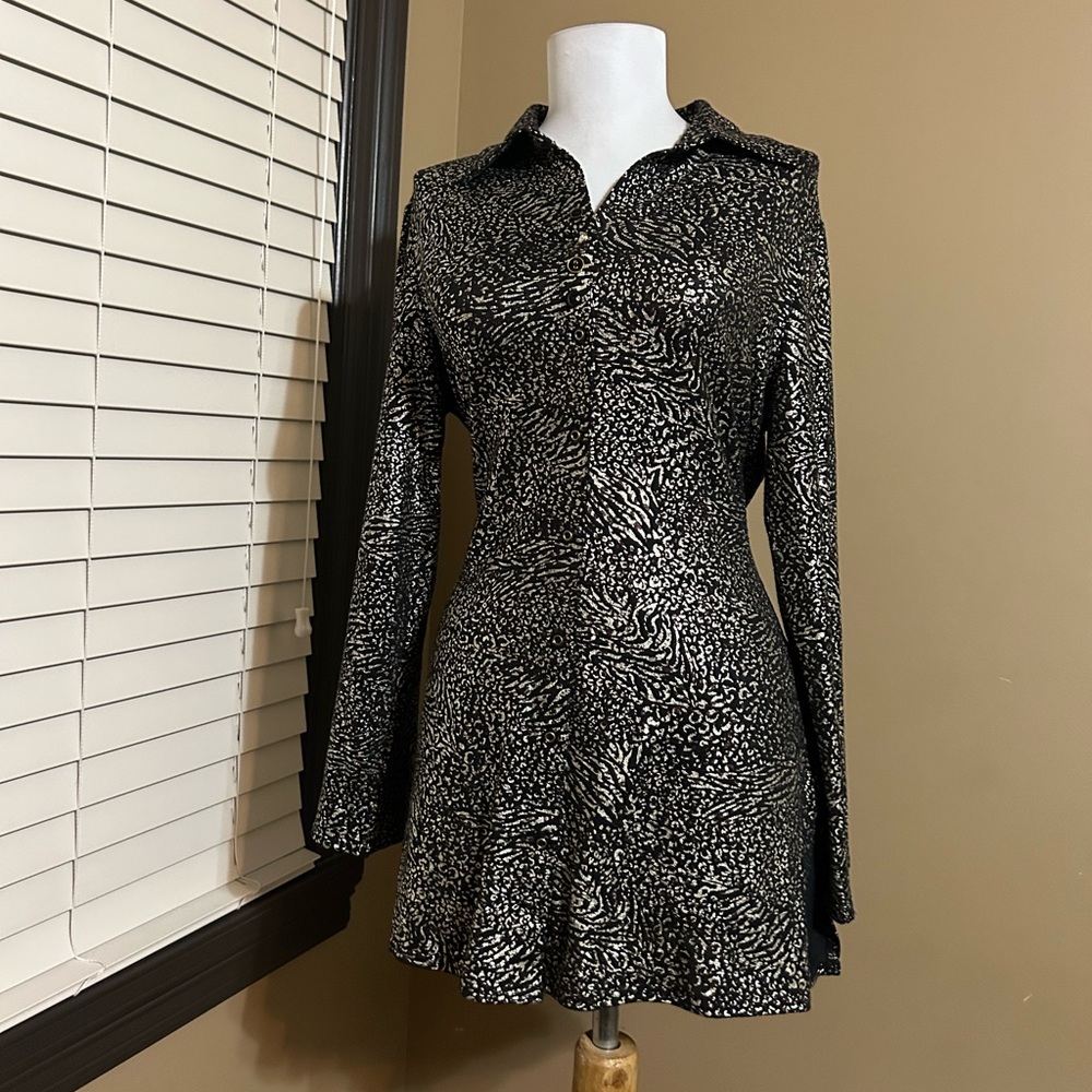 Elegant Black and White Patterned Dress